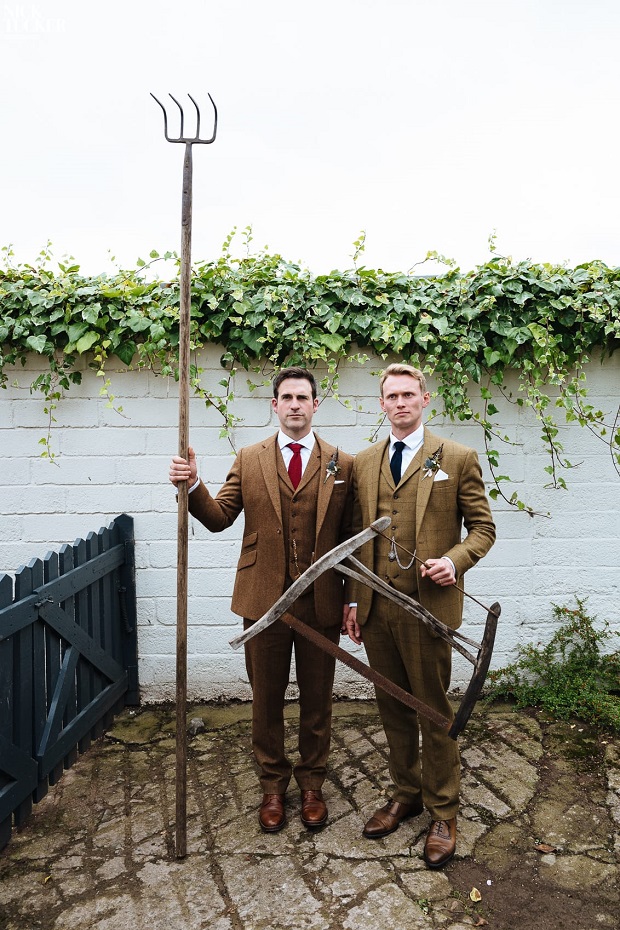 tweed groom style, same sex groom style