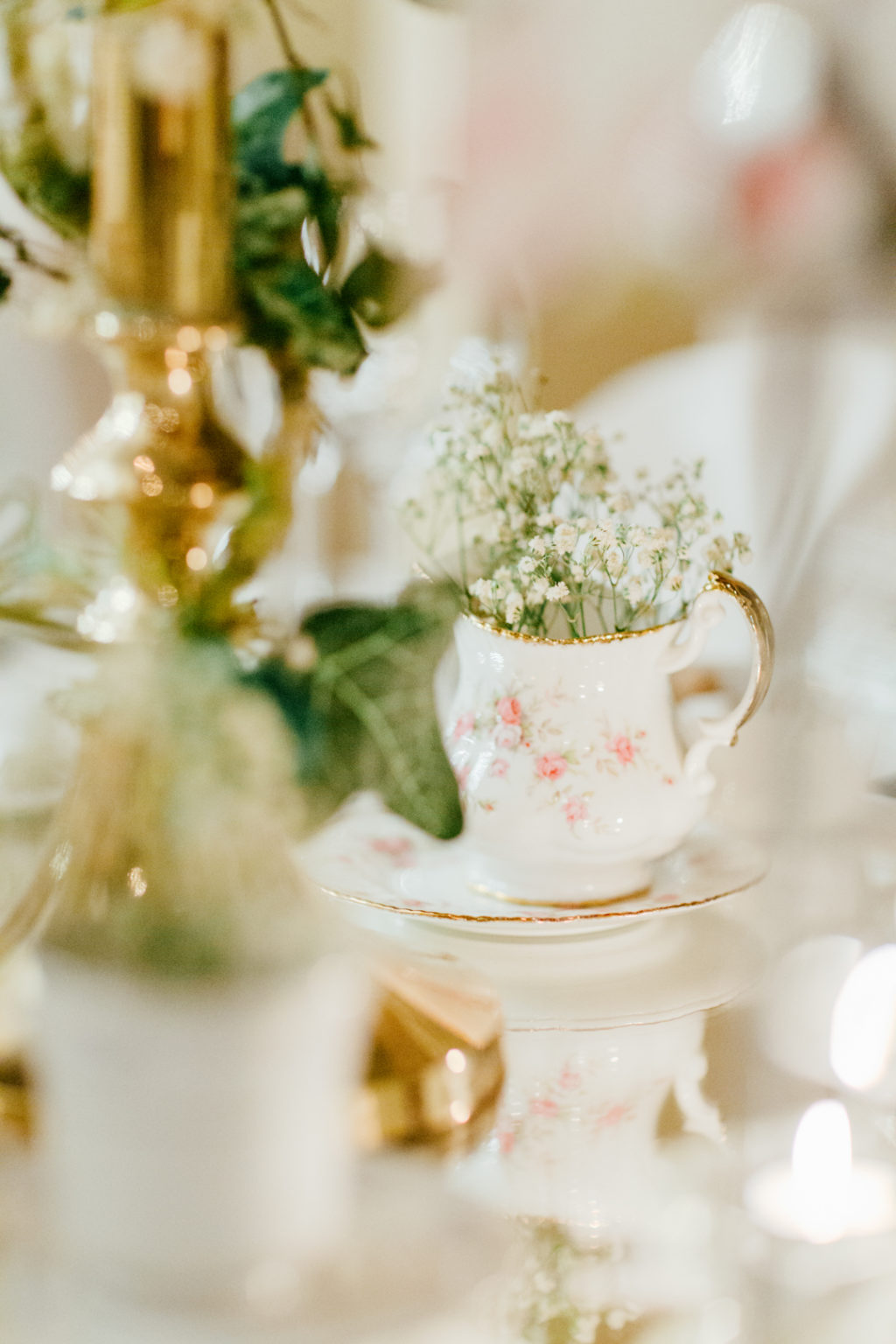 Cabra Castle wedding by Hannah McKernan Photography, teacup wedding decor