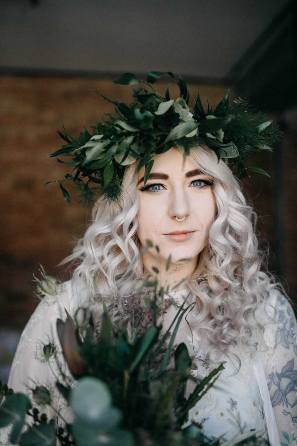 boho bridal style, oversized flower crown