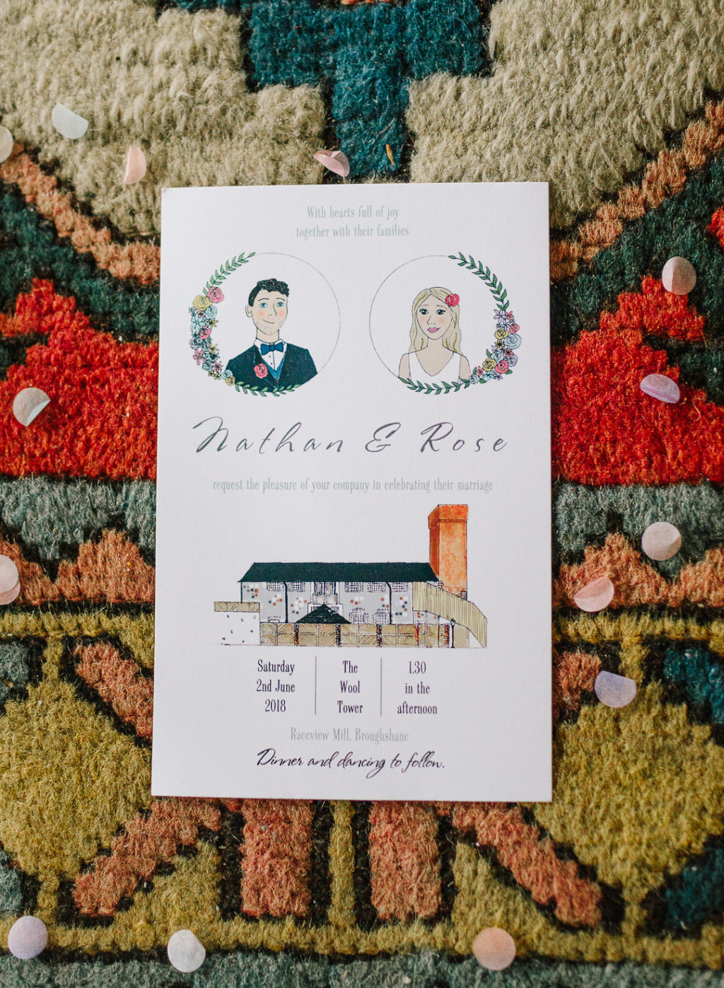 wedding invitation, couple illustration