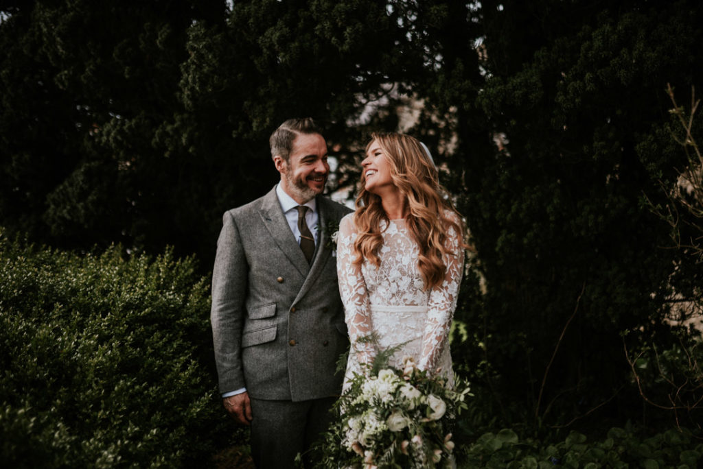 Emma Beaumont atelier wedding dress, lace wedding dress, wedding dress with long sleeves, wedding dress with buttons