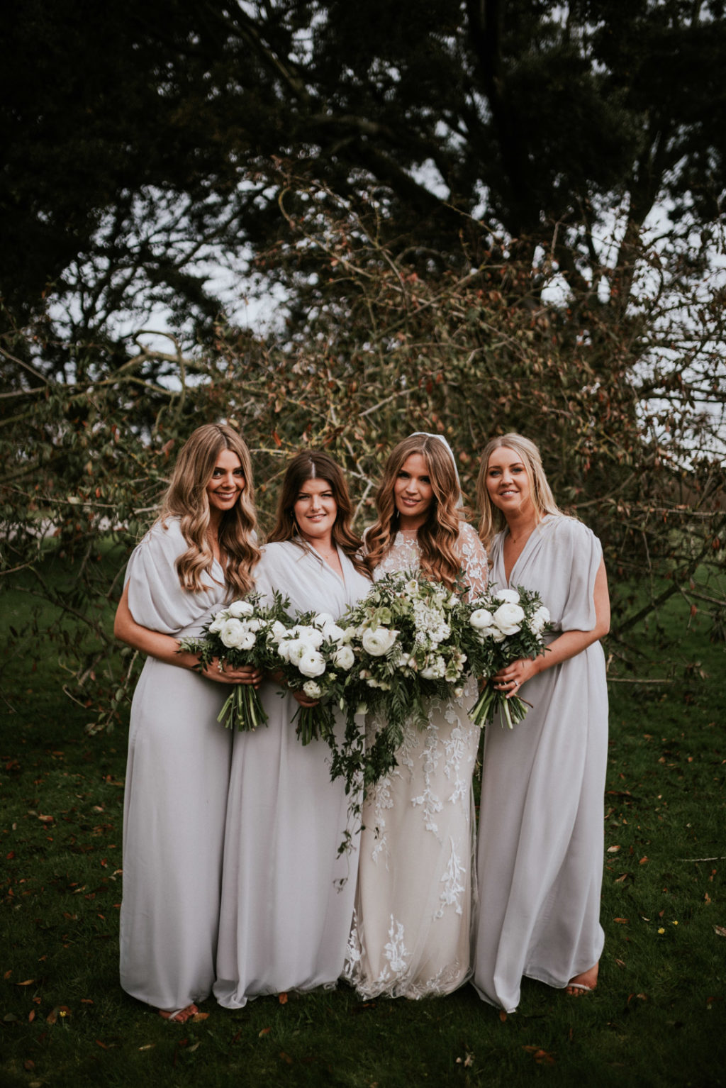 pale grey bridesmaids dresses