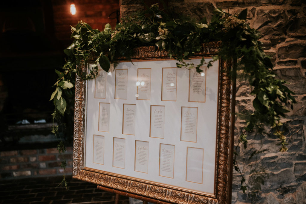 antique frame wedding table plan