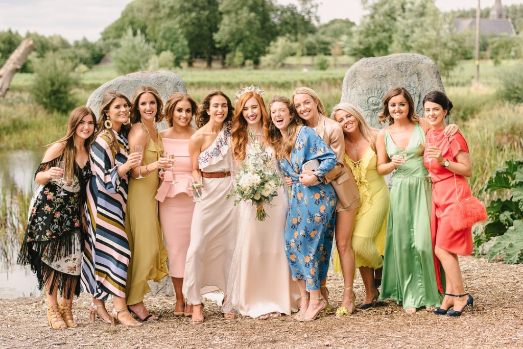 wedding group shot, girlfriends wedding photo