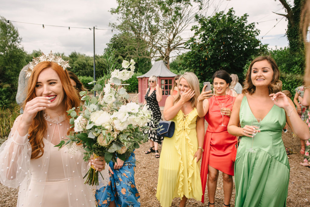 wedding group shot, girlfriends wedding photo