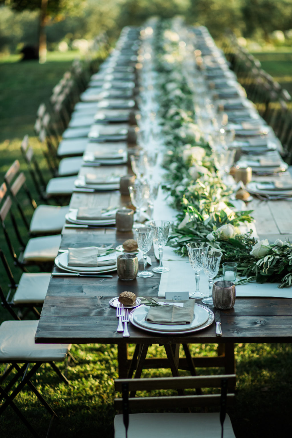 rustic al fresco wedding decor, Tuscan-inspired wedding decor