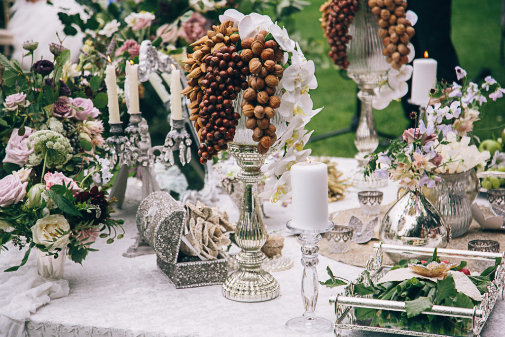 wild rustic fruit and nut wedding decor