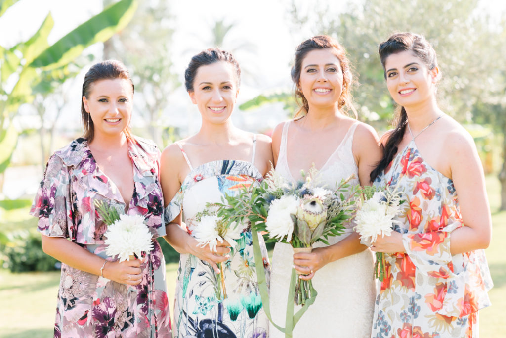 Destination wedding in Turkey D Resort Gocek, floral bridesmaid dresses