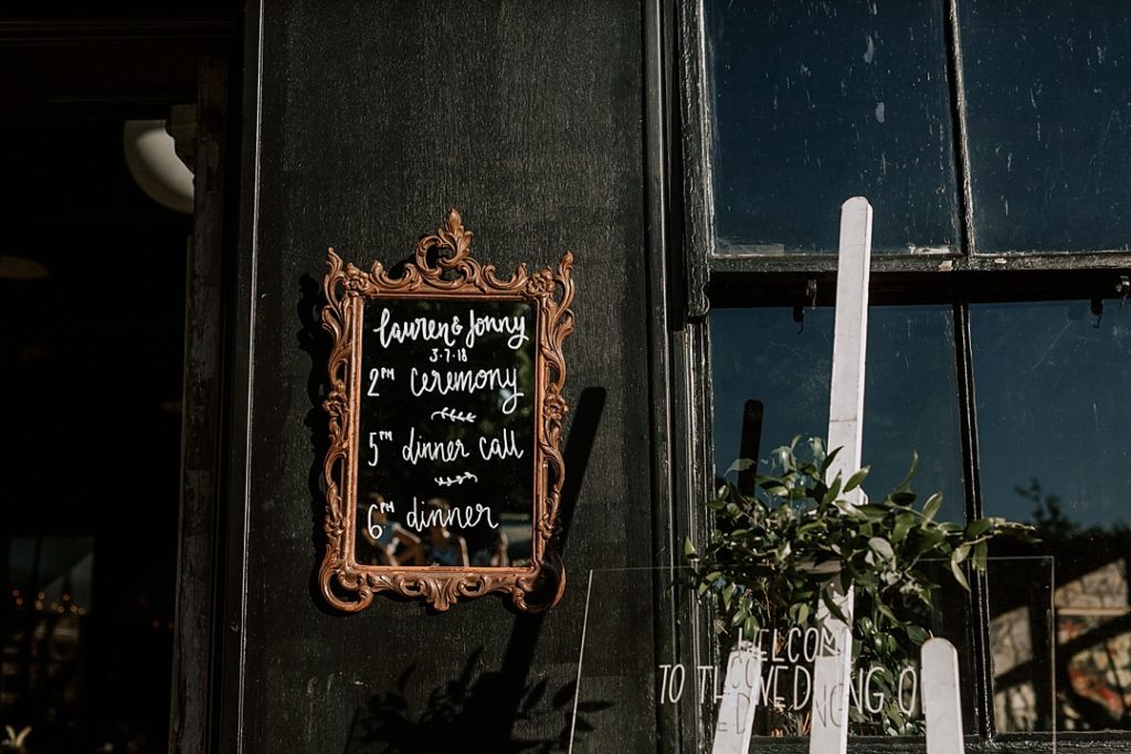 wedding timeline, wedding mirror signage