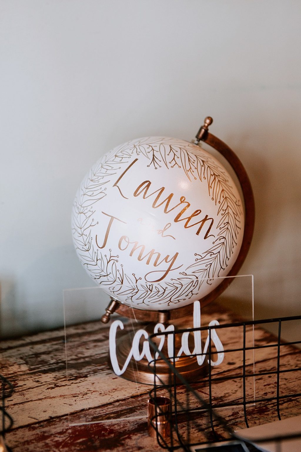 wedding globe guest book personalised wedding decor