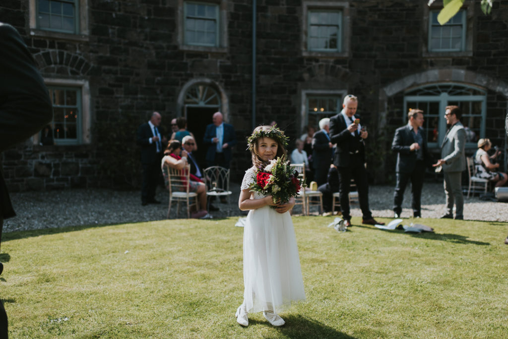 white flower girl dress