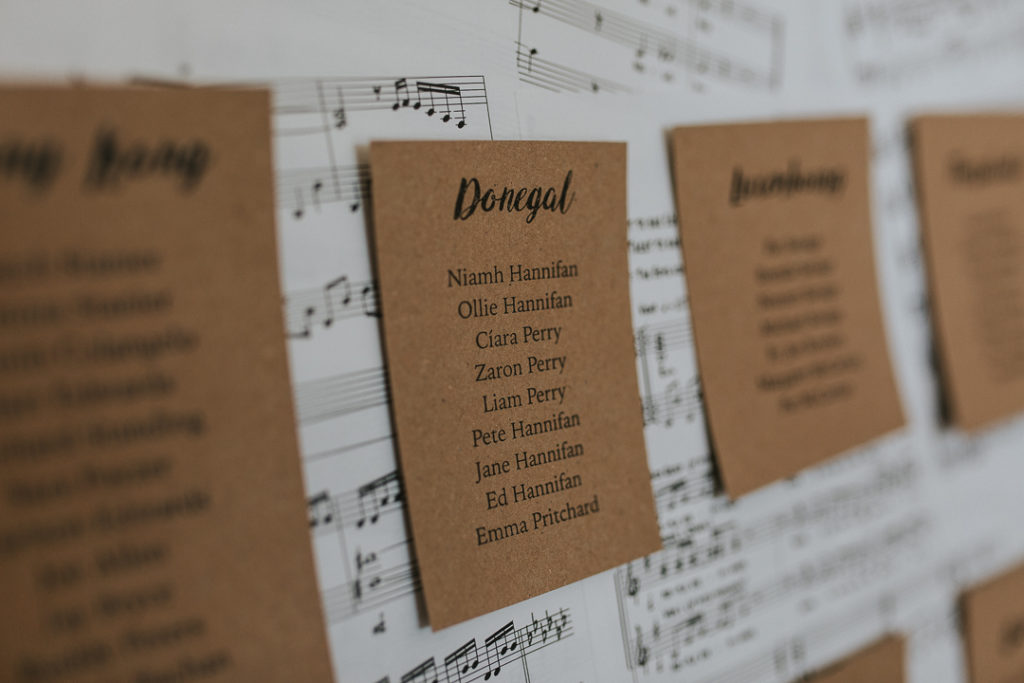 music themed wedding table plan