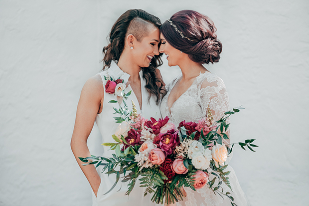 Same Sex Wedding Bouquet and Boutonnière Ideas | One Fab Day