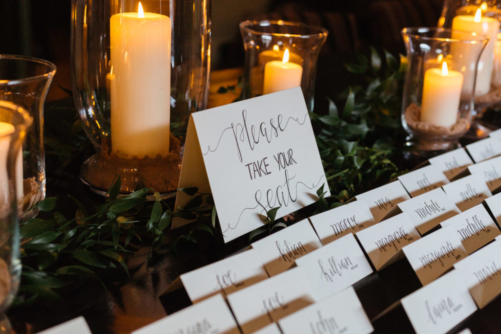 wedding escort cards, chic modern wedding table plan