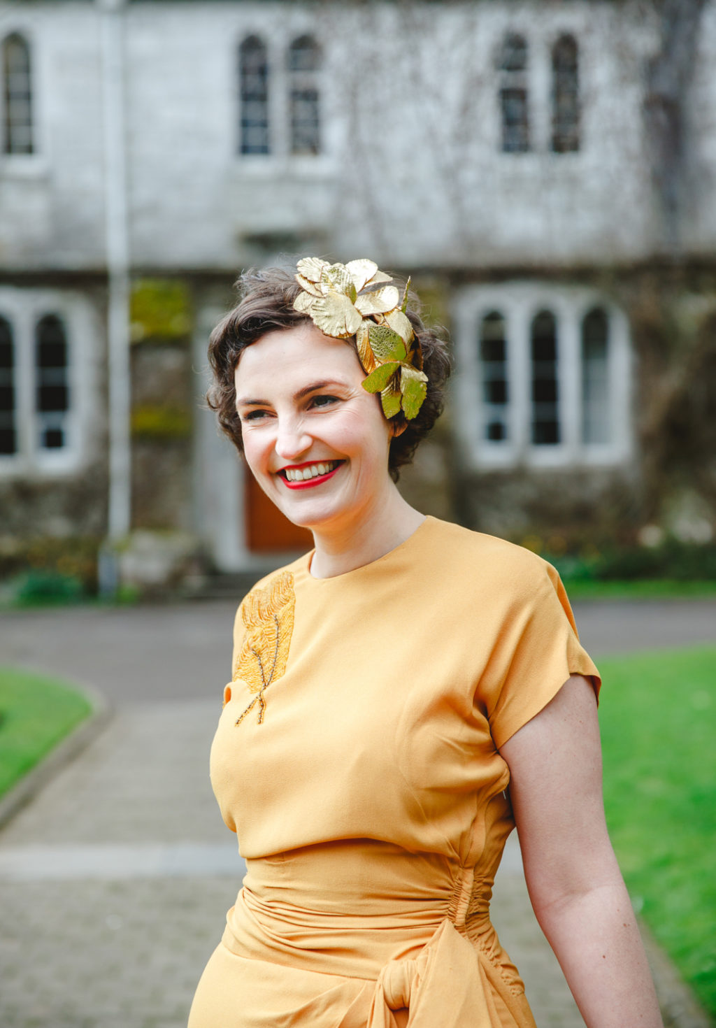 yellow bridal dress, yellow wedding dress, vintage bride style, vintage bridesmaid style