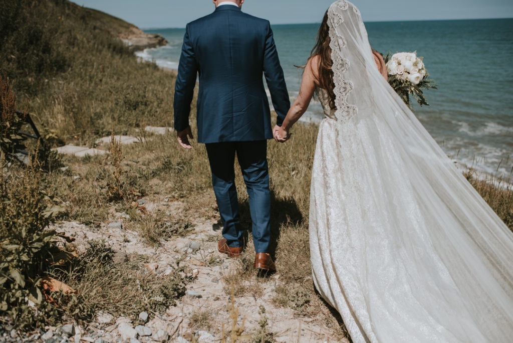 seaside wedding portraits, wedding portraits wexford, mantilla veil