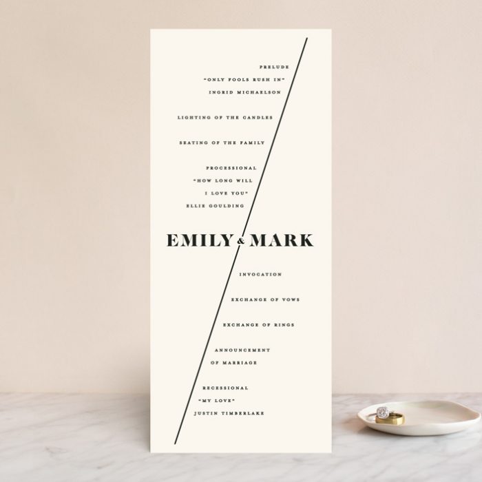 Modern, minimal wedding program with blush watercolor printed on luxe cardstock | Modern Ceremony Booklet | One Fab Day