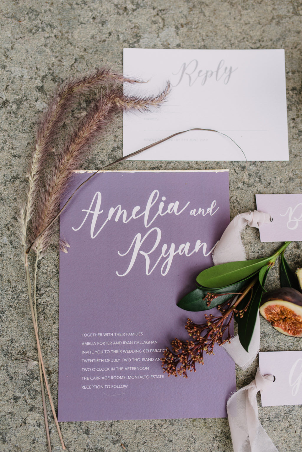 purple wedding stationery, wedding stationery ideas