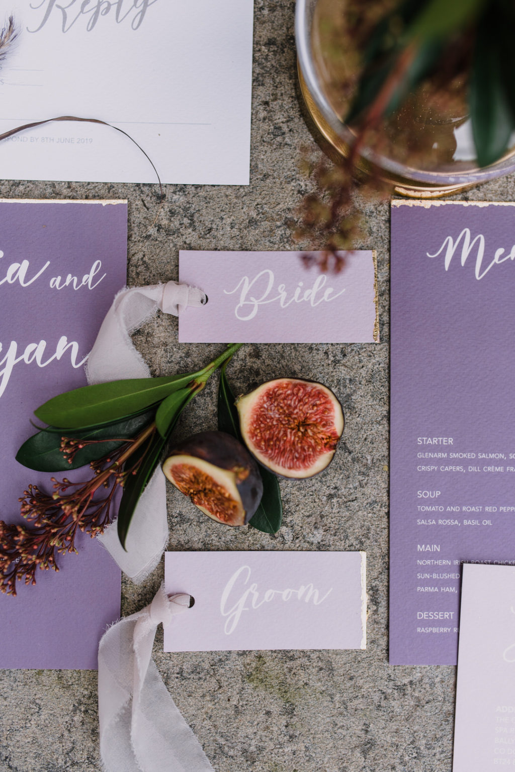 purple wedding stationery, wedding stationery ideas