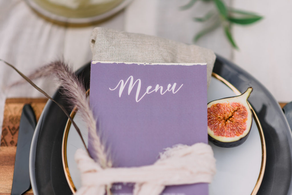 Autumnal wedding inspiration by Hello, Sugar, purple wedding palette, purple wedding stationery