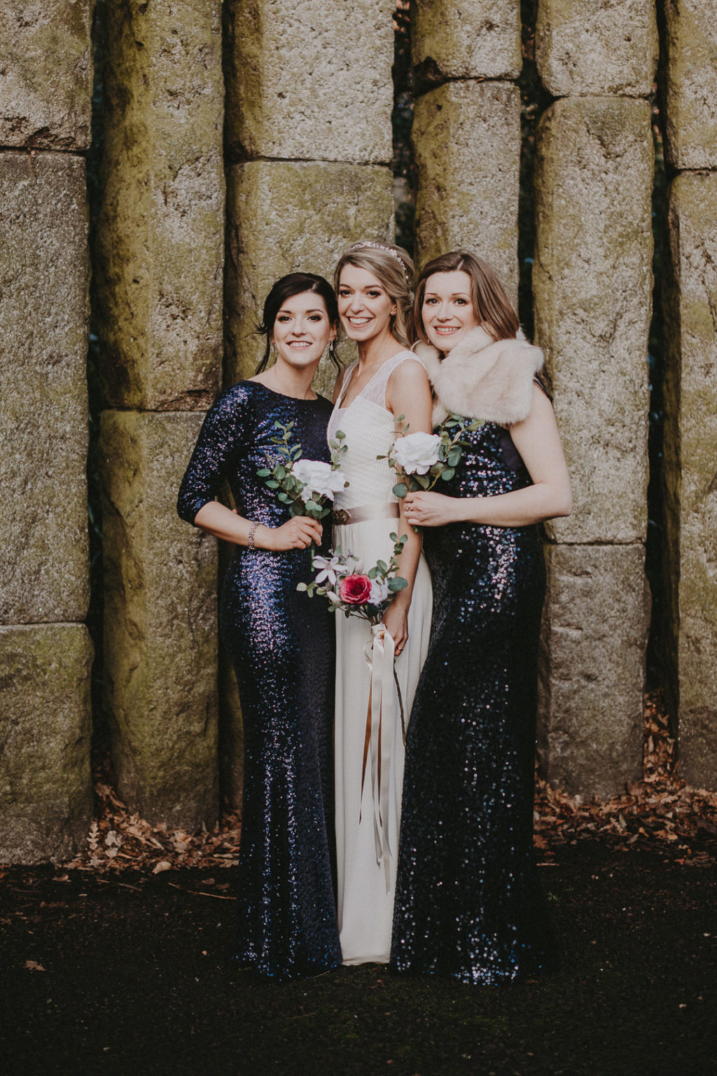 Vera Wang wedding dress, sequin bridesmaids dresses, navy bridesmaids dresses, navy sequin bridesmaids dresses, st stephen's green wedding portraits