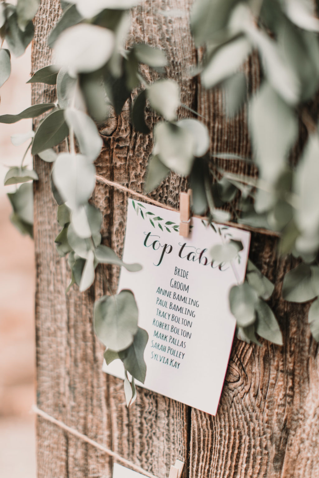 Brinkburn Priory wedding, rustic table plan