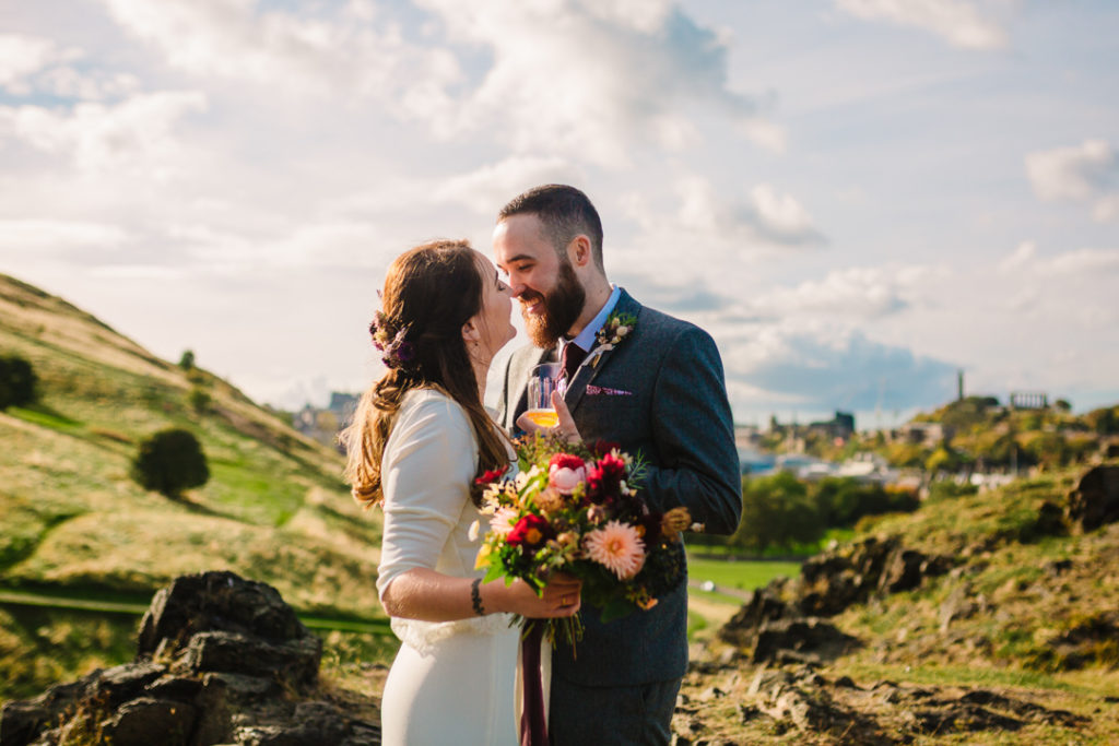 wedding at Haggis Knowe, Holyrood Park, Edinburgh