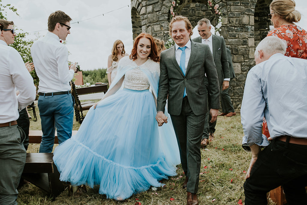 blue wedding dress, blue wedding cape, wedding cape