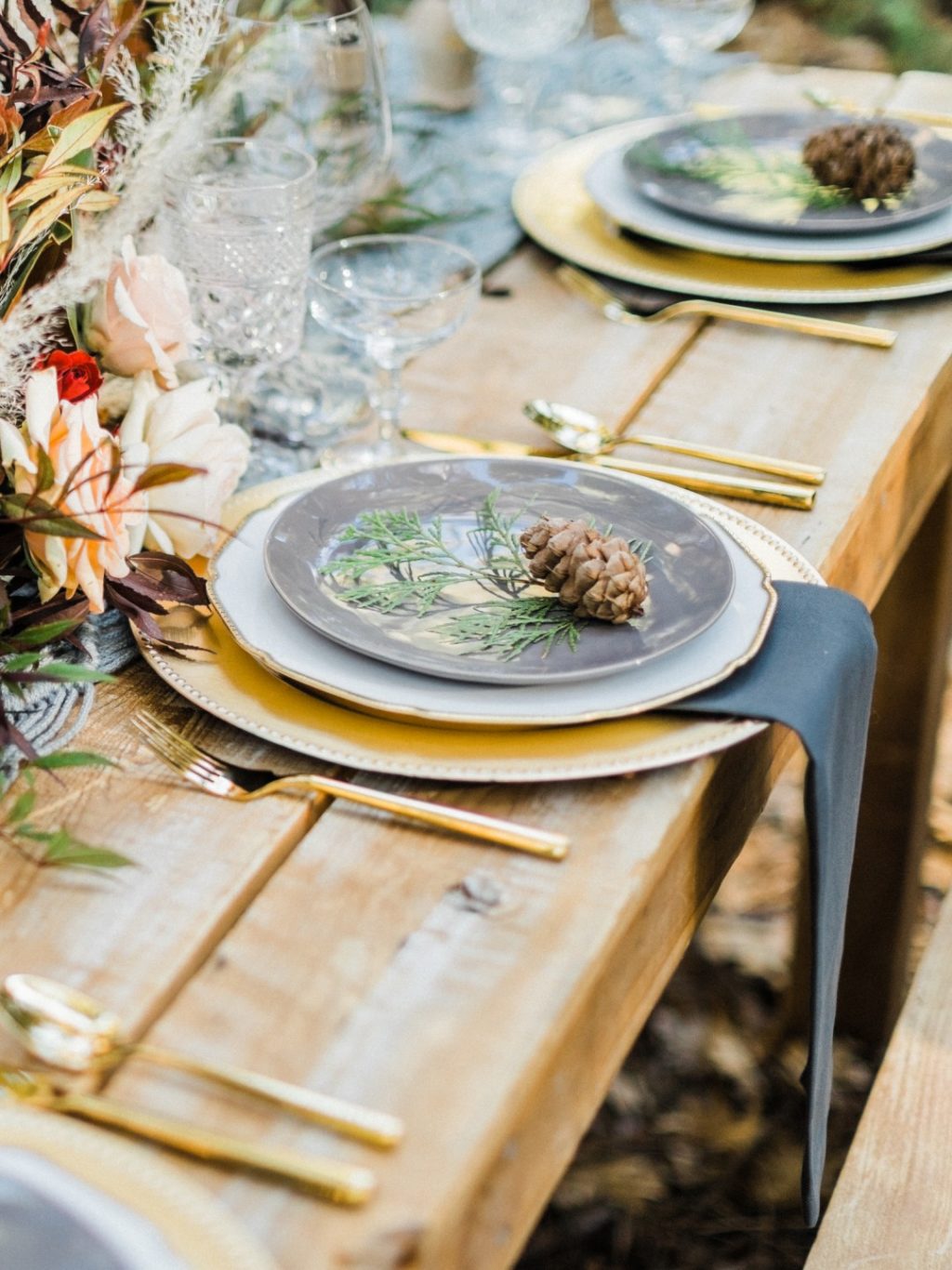 macrame table runner, burgundy candles, pine cone wedding decor,rustic wedding inspiration, boho wedding inspiration, autumnal wedding ideas, forest wedding ideas, forest ceremony ideas