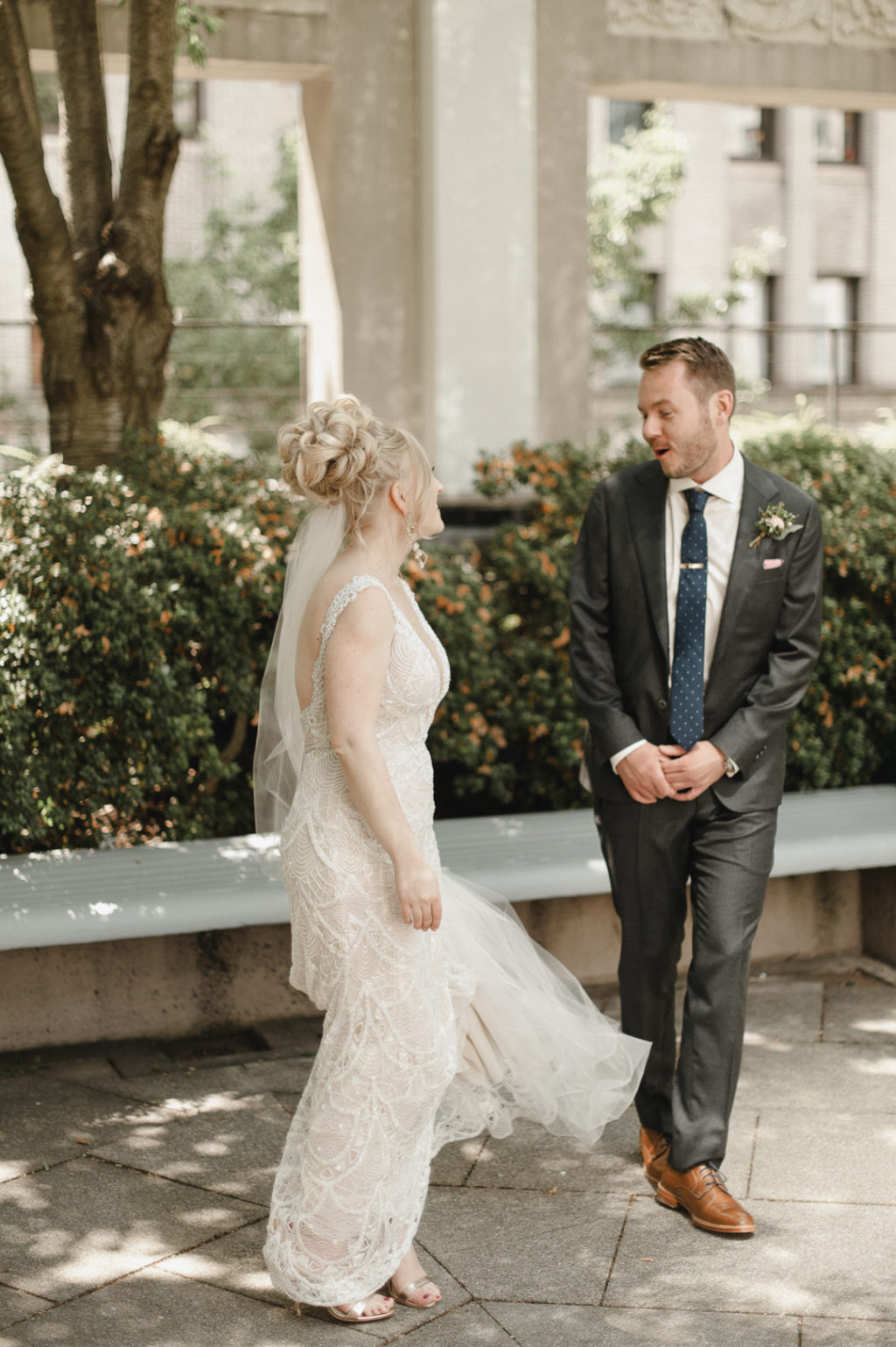 Galia Lahav wedding dress, plunging neckline wedding dress, lace wedding dress, embellished wedding dress