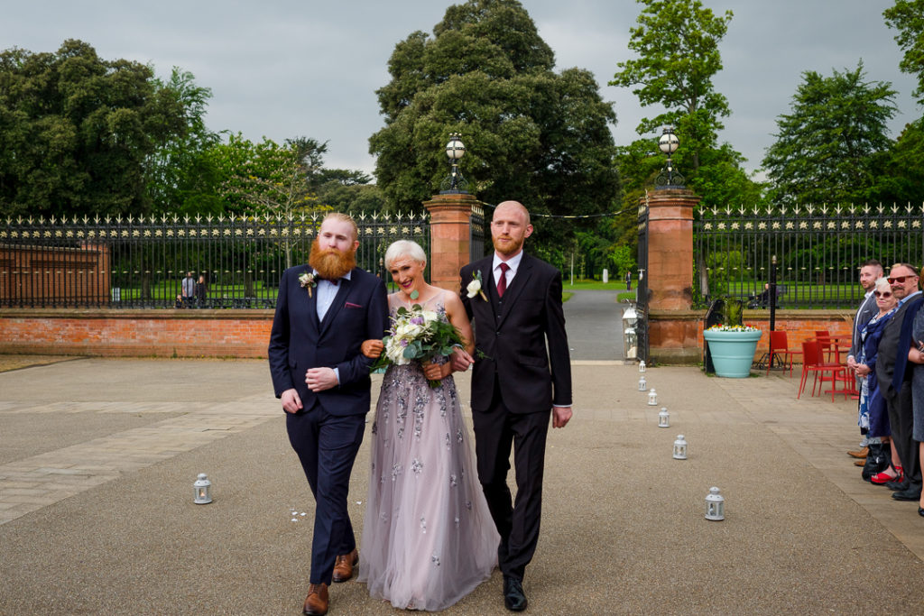 The Red Stables wedding Dublin park wedding, Clontarf wedding by Stephen Corkery Photography, embroidered wedding dress, floral suit (5)