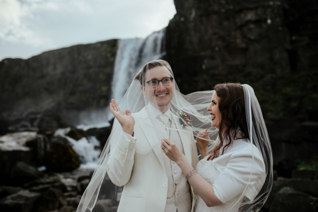 Wedding in Iceland, Icelandic wedding, glamorous wedding portraits, Maggie Sottero wedding dress