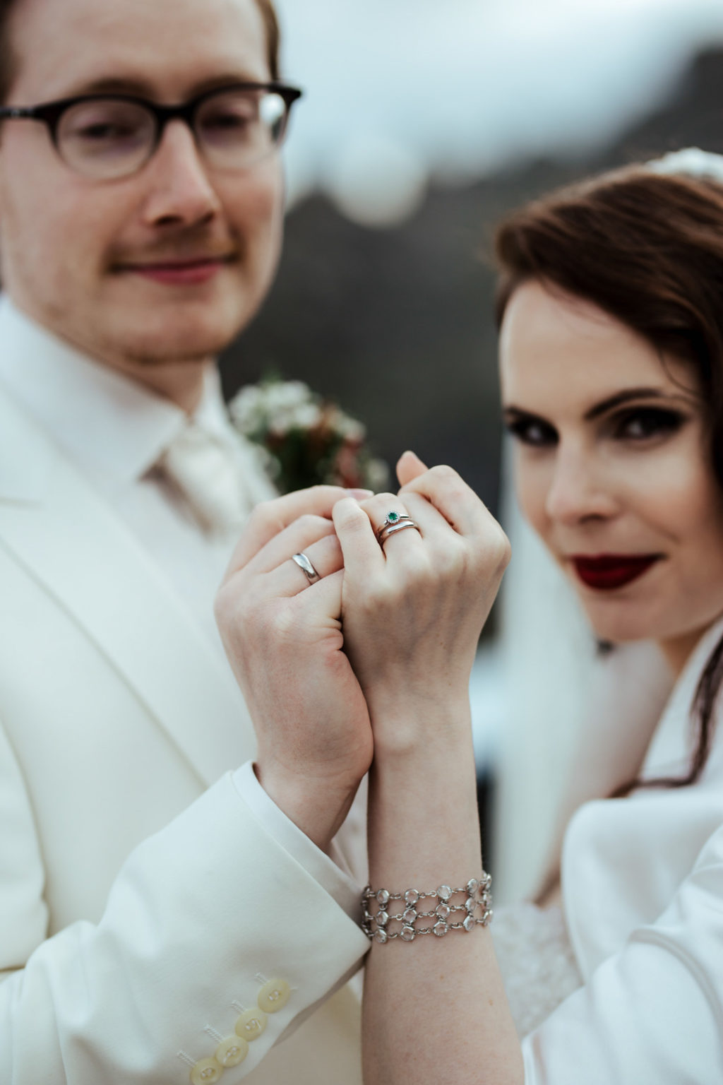 Wedding in Iceland, Icelandic wedding, glamorous wedding portraits, Maggie Sottero wedding dress