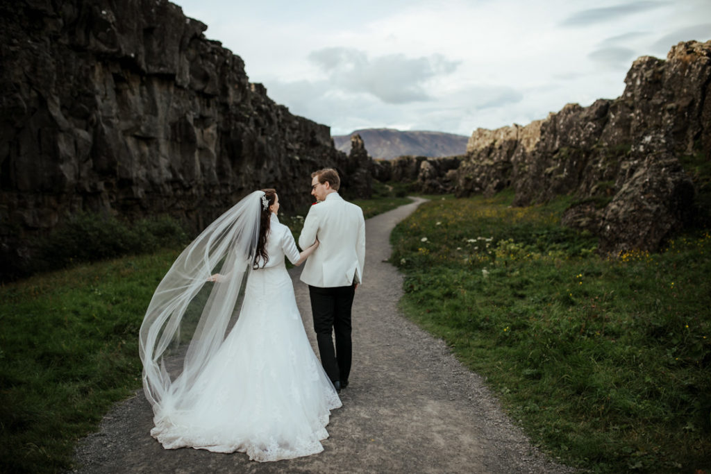 Wedding in Iceland, Icelandic wedding, glamorous wedding portraits, Maggie Sottero wedding dress