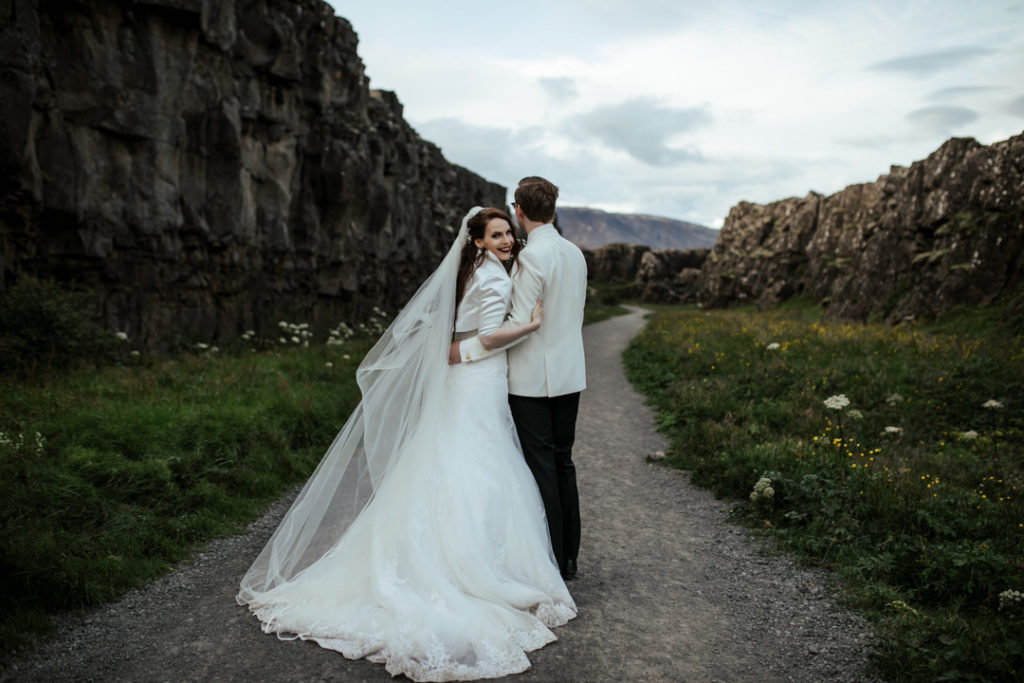 Wedding in Iceland, Icelandic wedding, glamorous wedding portraits, Maggie Sottero wedding dress