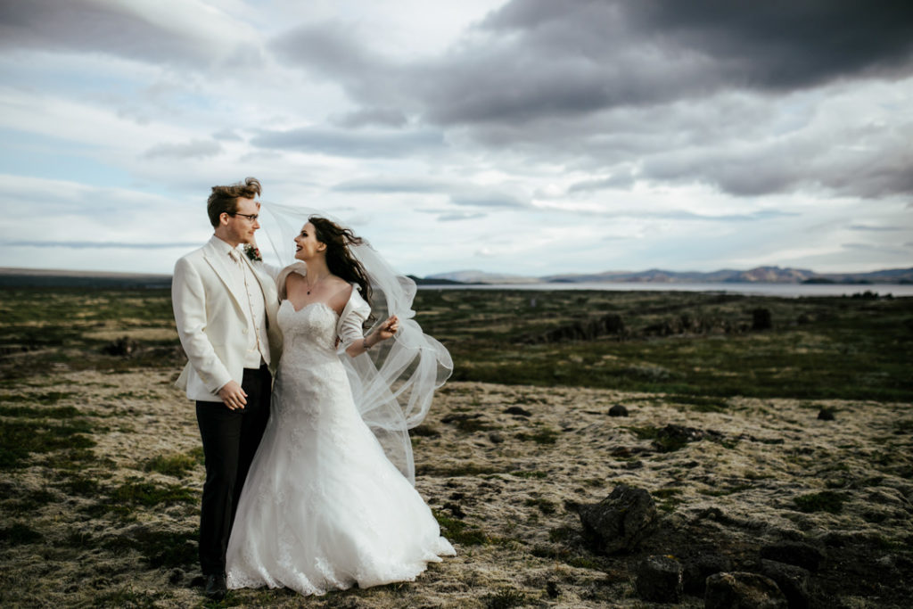 Wedding in Iceland, Icelandic wedding, glamorous wedding portraits, Maggie Sottero wedding dress