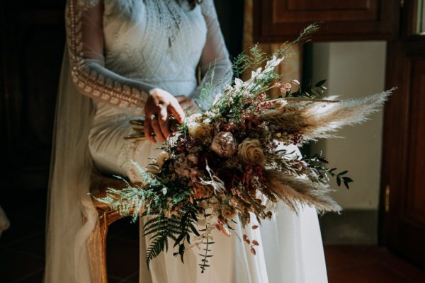 dried wedding flowers, boho wedding bouquet,