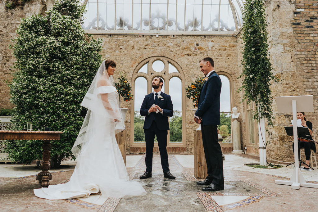 romantic first look, Killruddery House and Gardens Grain Store wedding