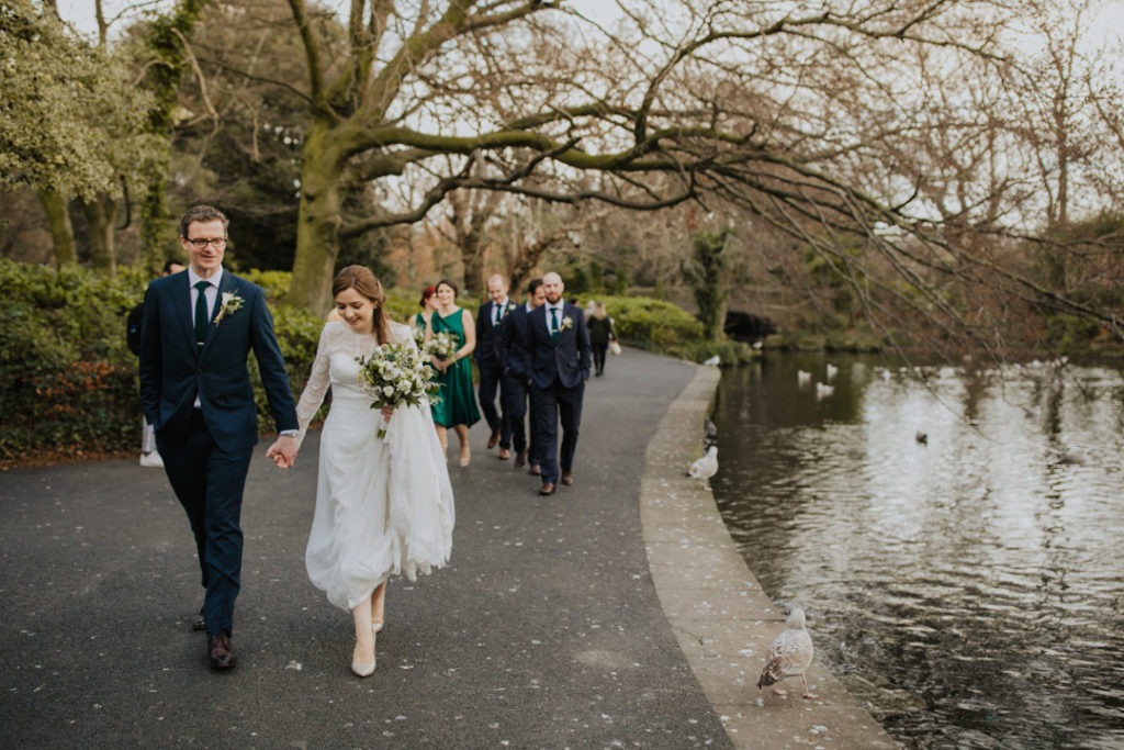 Stephen's Green wedding portraits, Love Ellie Bridal wediding dress, lace wedding dress, long sleeved wedding dress