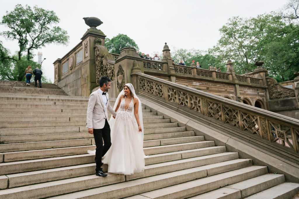 New York City elopement, central park wedding, cop cot wedding ceremony, Berta wedding dress, NYC wedding portraits