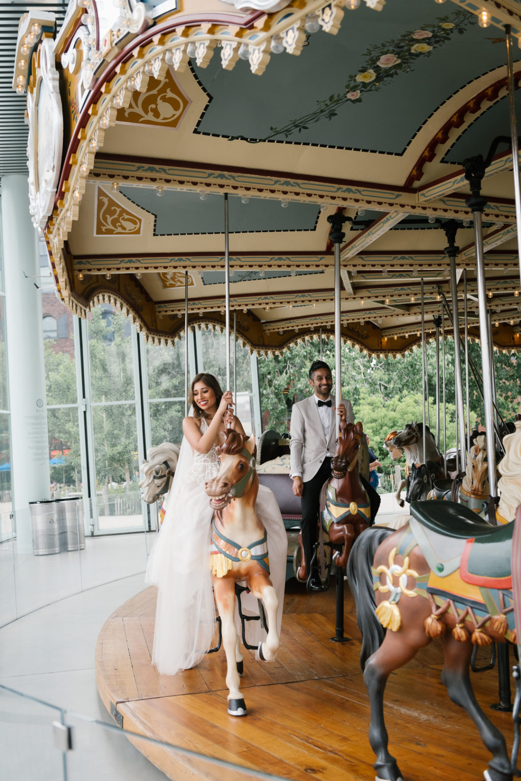 New York City elopement, central park wedding, cop cot wedding ceremony, Berta wedding dress, NYC wedding portraits, wedding carousel