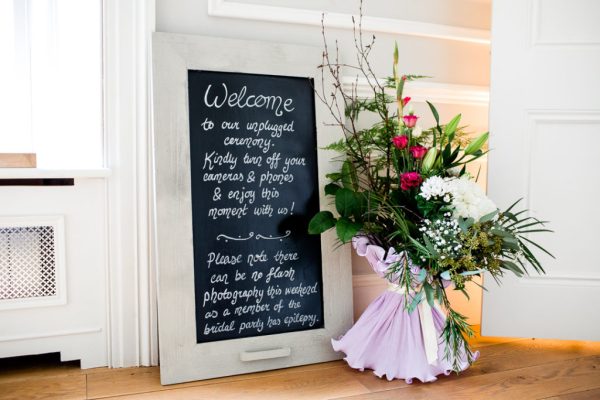 unplugged wedding sign, Clonwilliam House wedding