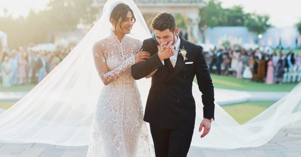 Priyanka Chopra and Nick JOnas on their wedding - celebrity wedding hairstyles