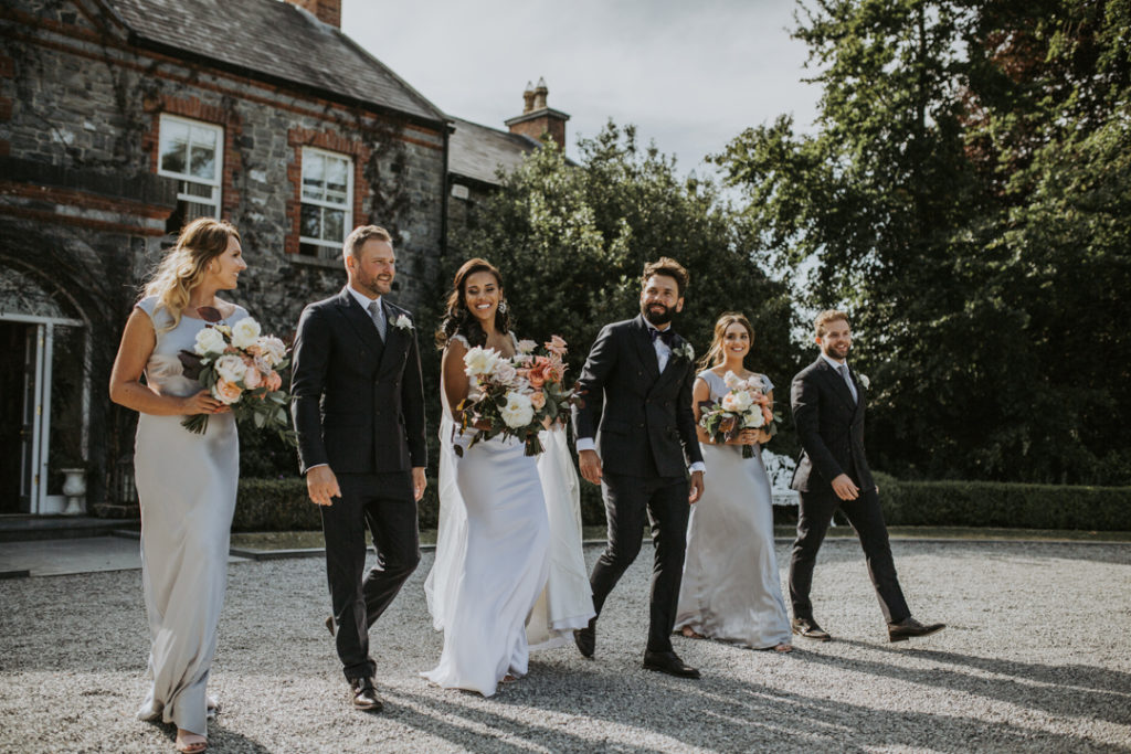 Ballymagarvey Village wedding, Atelier Pronovias wedding dress, silver bridesmaids dresses