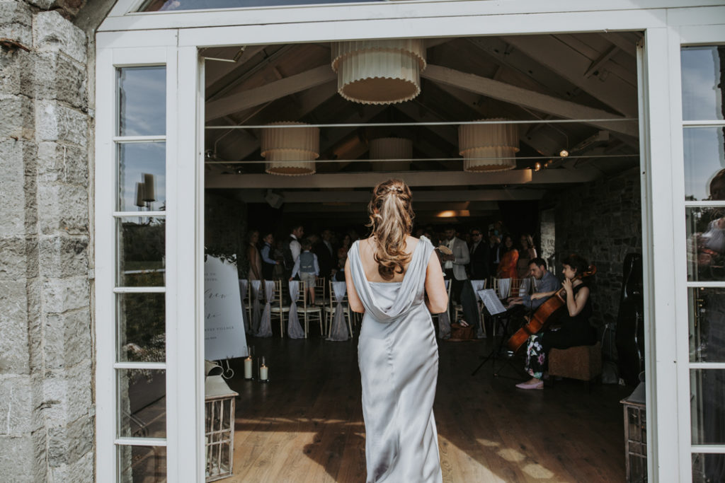 Ballymagarvey Village wedding, bridesmaids dress hanger, silver bridesmaids dress