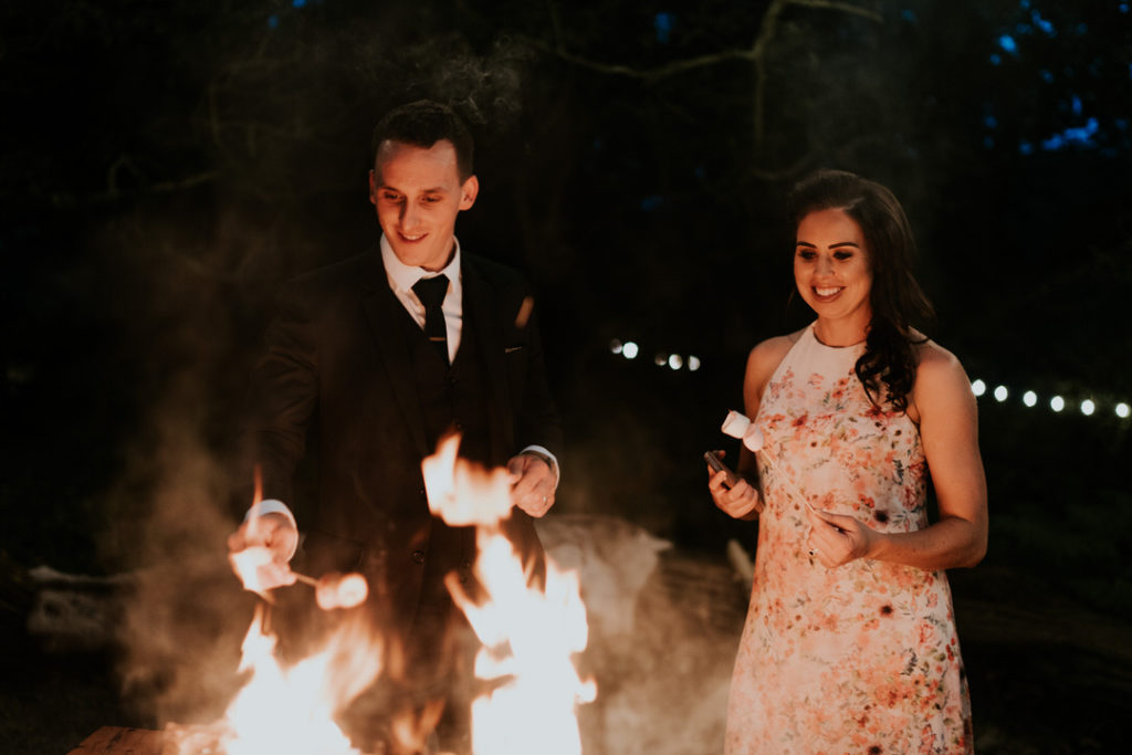 wedding marshmallow toasting