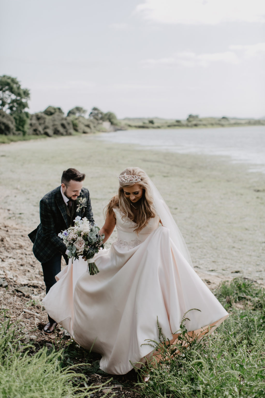 The Carriage Rooms at Montalto wedding, romantic wedding portrait ideas, Ireland wedding photos, beach wedding photos