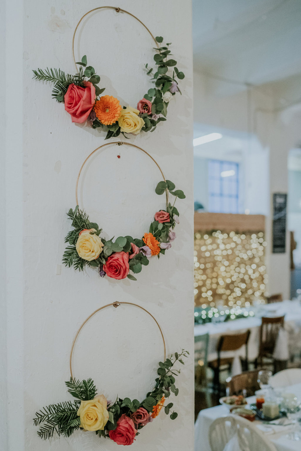 hoop bouquet wedding decor