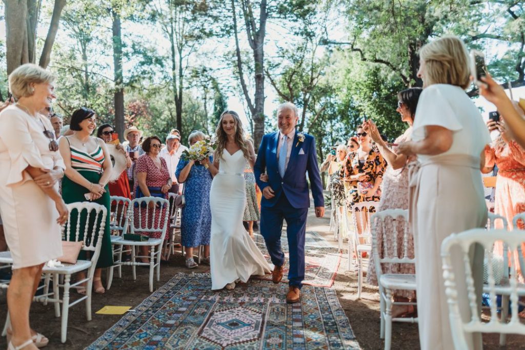 Quinta Das Pintoras wedding, destination wedding in Lisbon, Suzanne Neville wedding dress, Sharon Hoey wedding dress, & Other Stories bridesmaids dresses, yellow bridesmaids dresses, two-piece bridesmaids dresses, boho bridal style