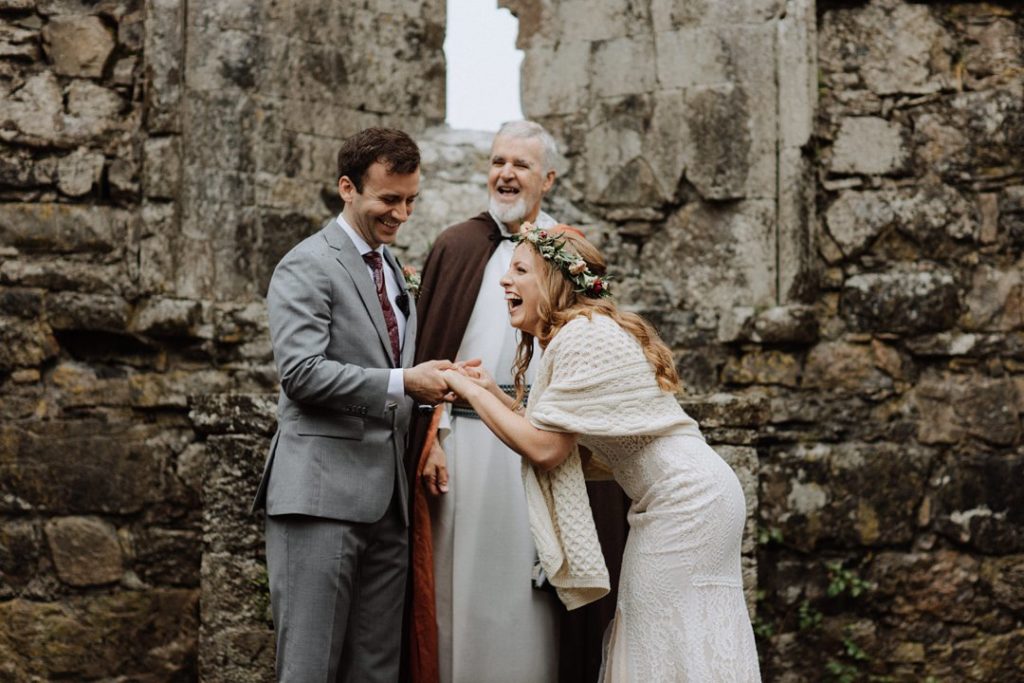 Emmy Mae wedding dress, destination wedding in Ireland, aran islands wedding, Inis Mor wedding, celtic wedding ceremony